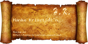Hanke Krisztián névjegykártya