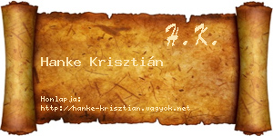 Hanke Krisztián névjegykártya
